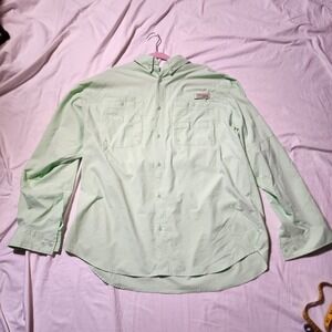 Columbia Fishing Shirt Vented‎ Button Up PFG Lite Green XL